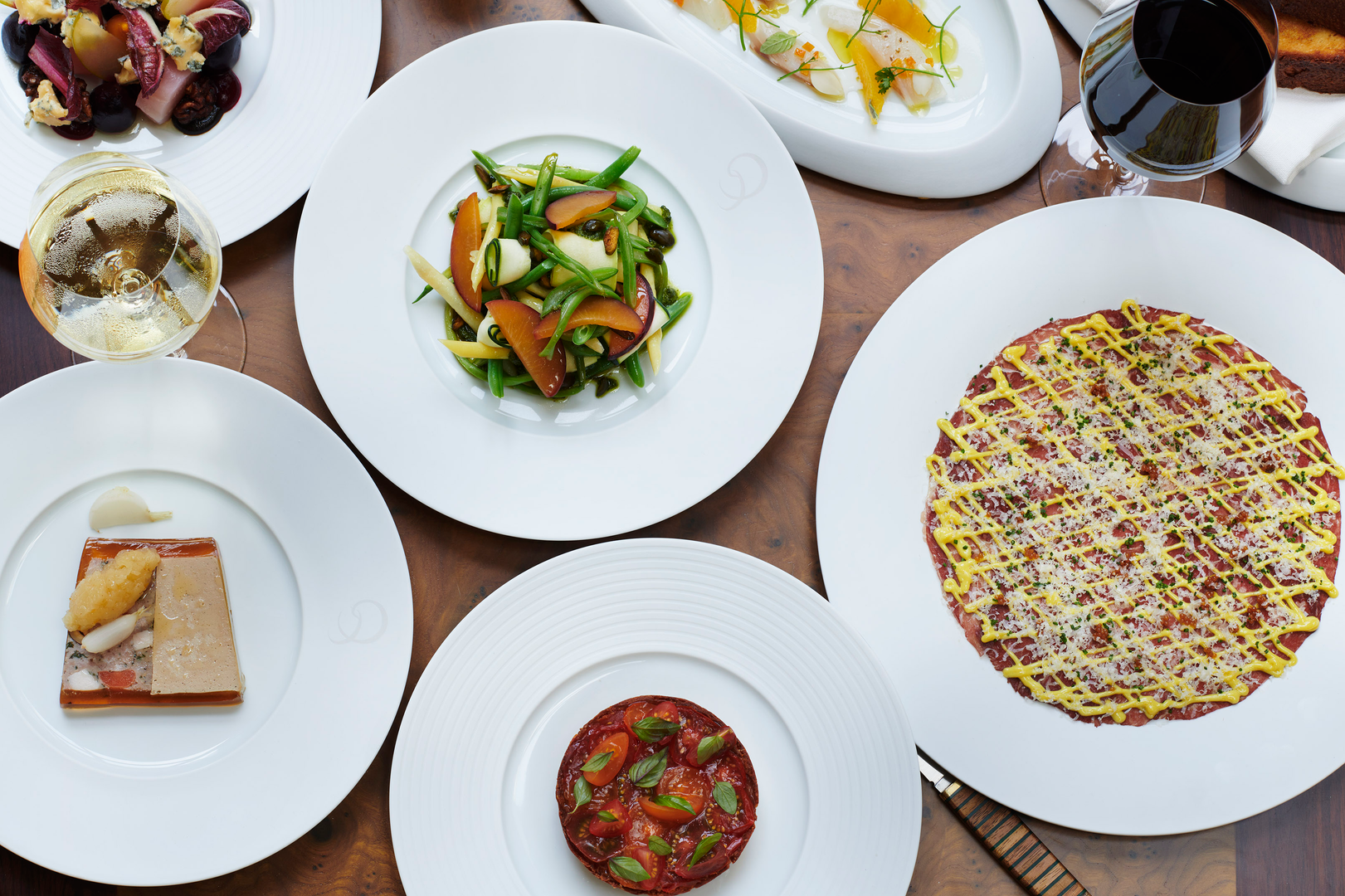 several plates of food