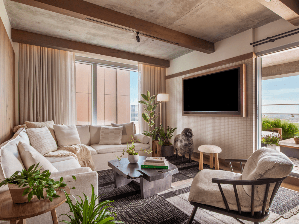 Stretta zona giorno con divano componibile