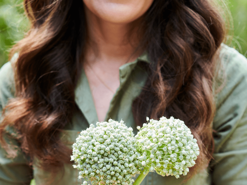 Woman holding plants