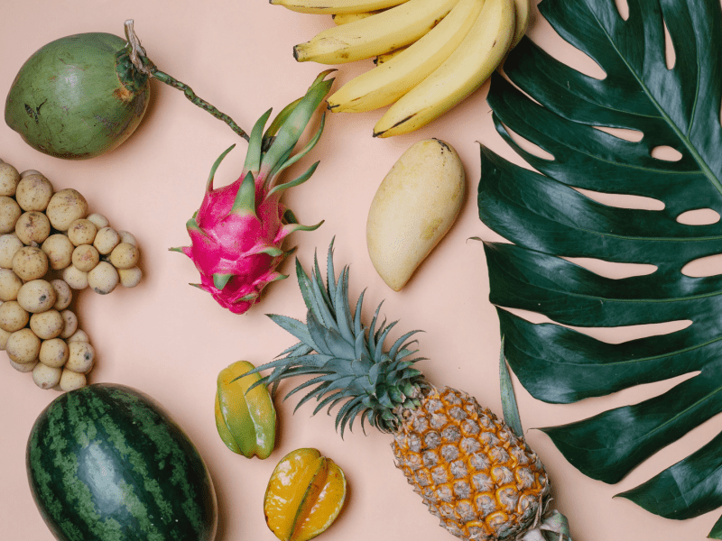 Tropical fruit on a table
