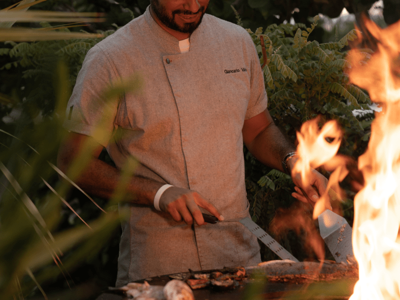 Chef grilling
