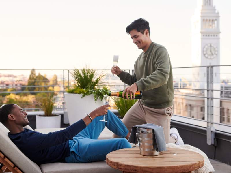 champagne on terrace