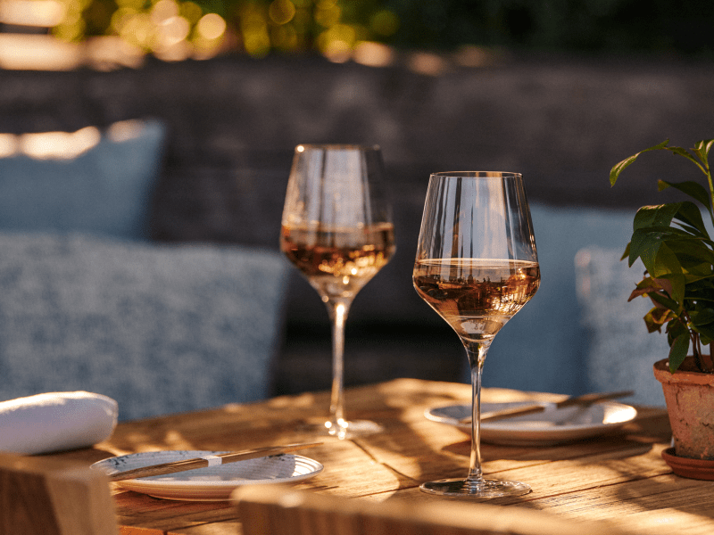 Two glasses of wine on a nice sunny day