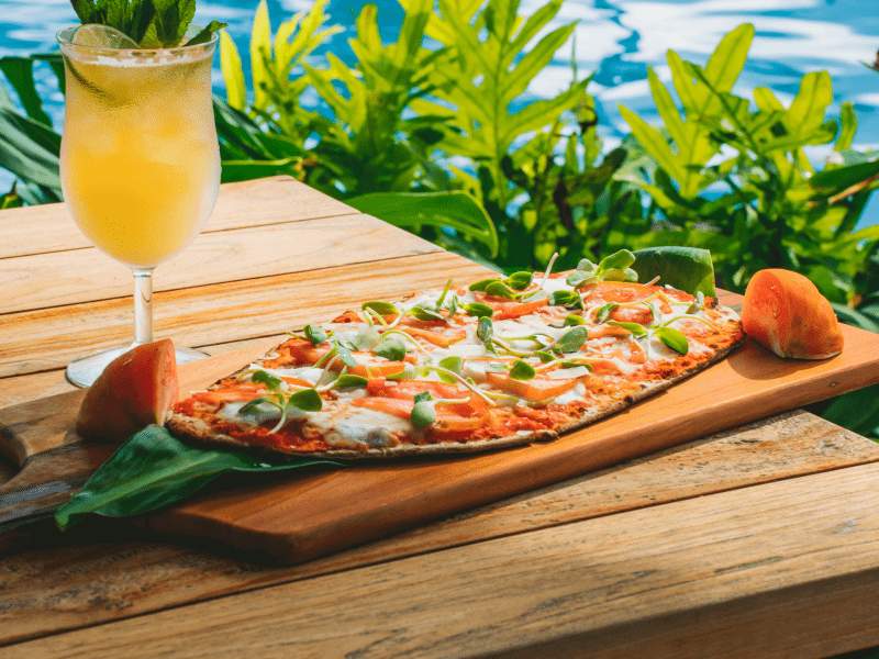 pizza with a drink