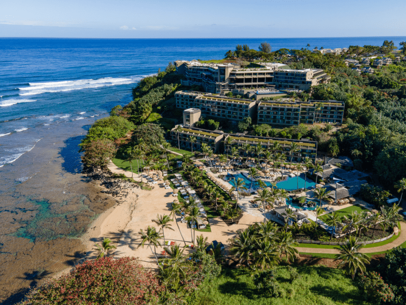 Aerial view of a beach resort