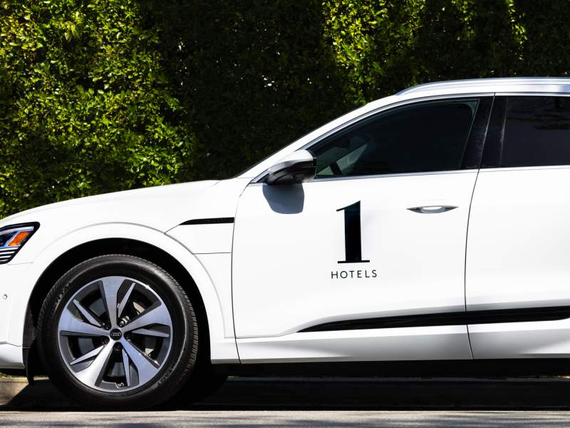 White Audi parked for 1Hotel