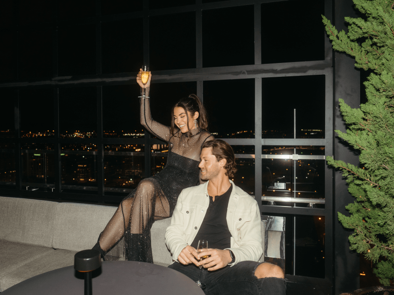 couple celebrating with champagne