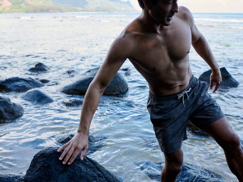 Man walking in ocean