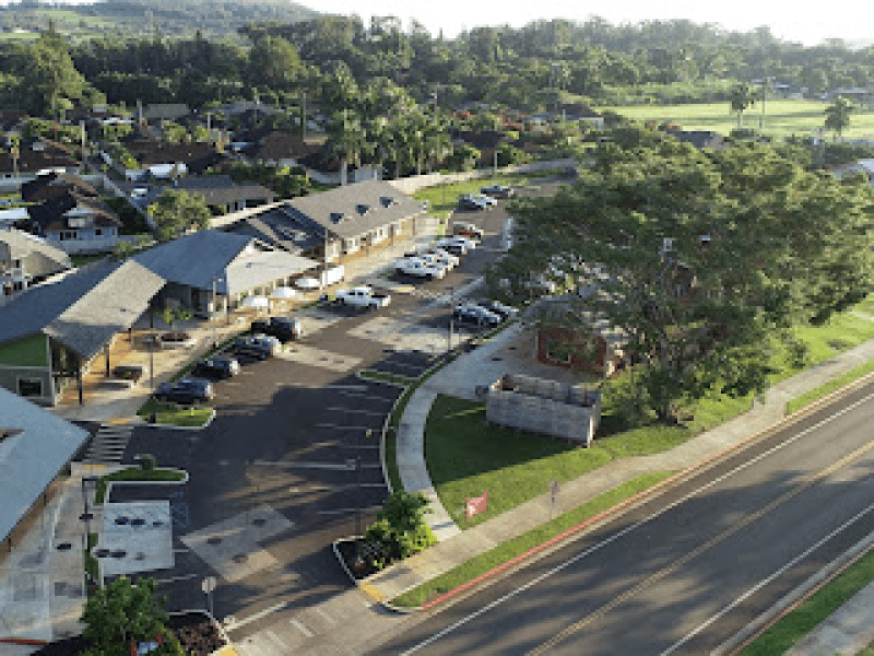 Bird's eye view of Ahuimanu Shopping Center