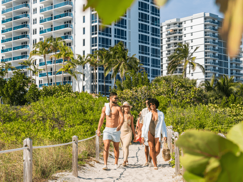 People walking on beach