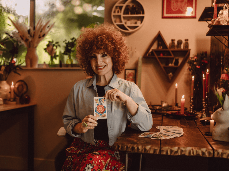 woman with cards