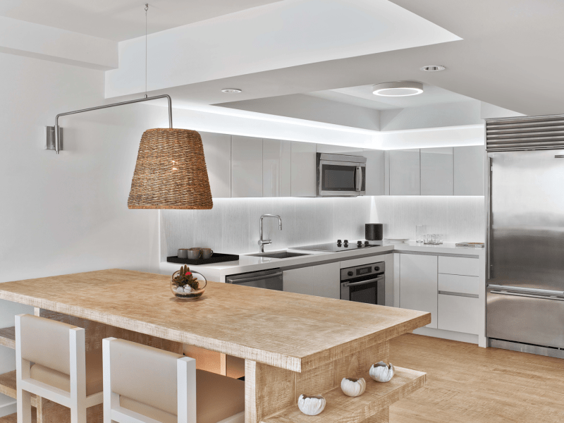 Dining table in a kitchen