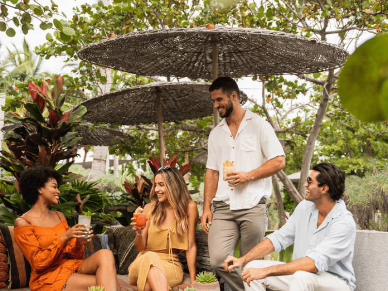 Guests enjoying the outdoor patio