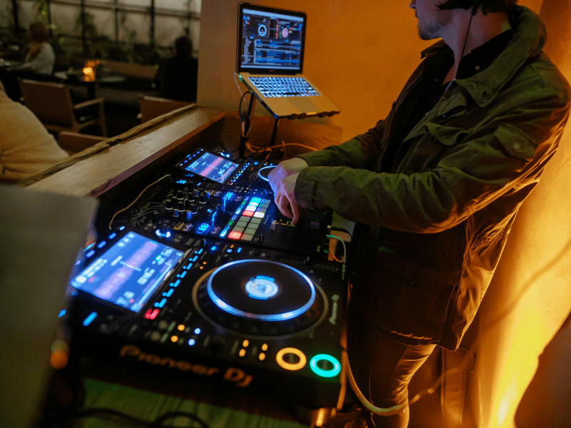 a person DJing