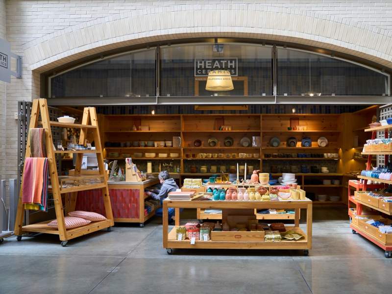 Product display setup at Heath Ceramics