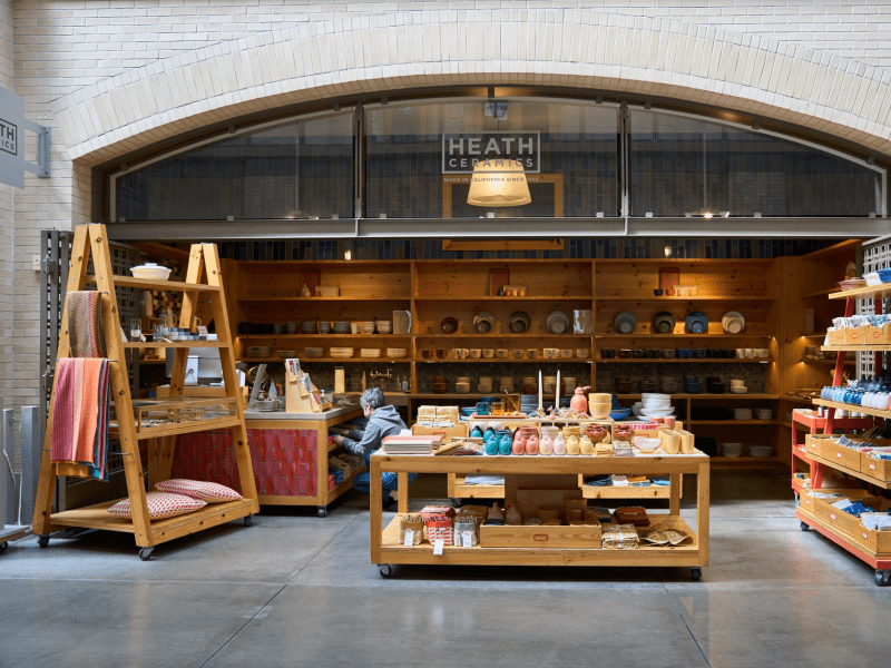 Product display setup at Heath Ceramics