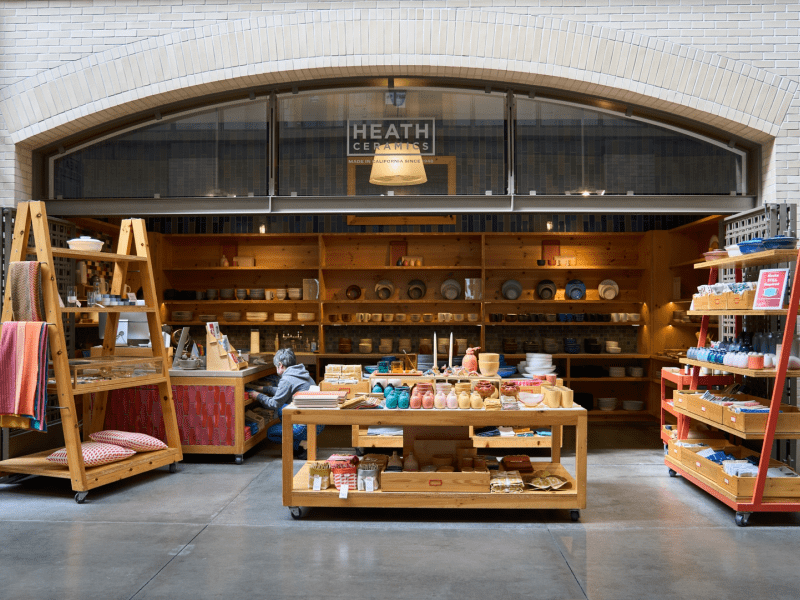 Product display setup at Heath Ceramics