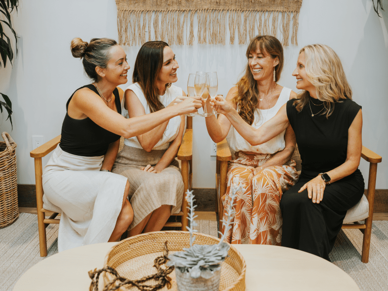 Women together toasting