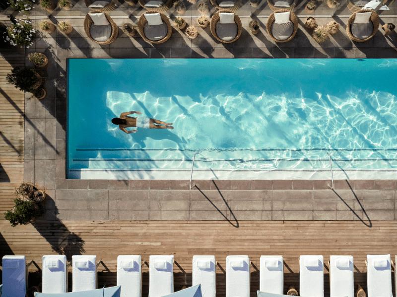 Top down shot of the pool captured by drone