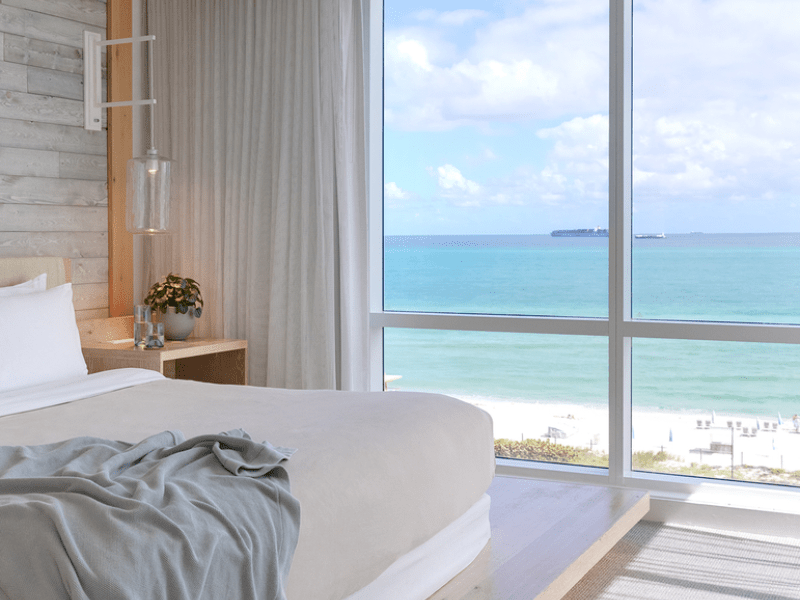 Bedroom with an ocean view