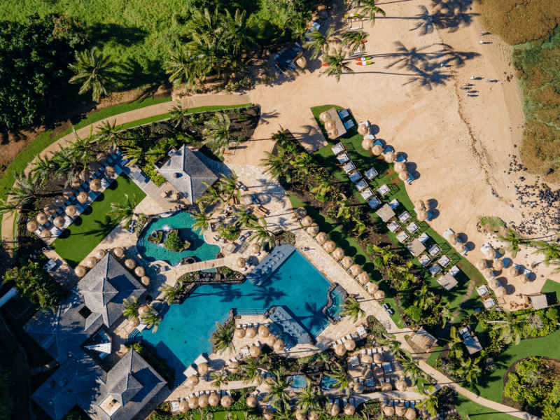 Aerial view of a beach resort