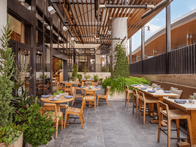 tables on a patio