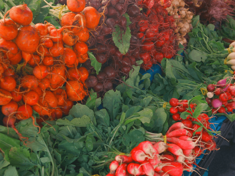 Bundles of radishes