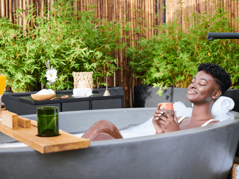 Women relaxing in a tub