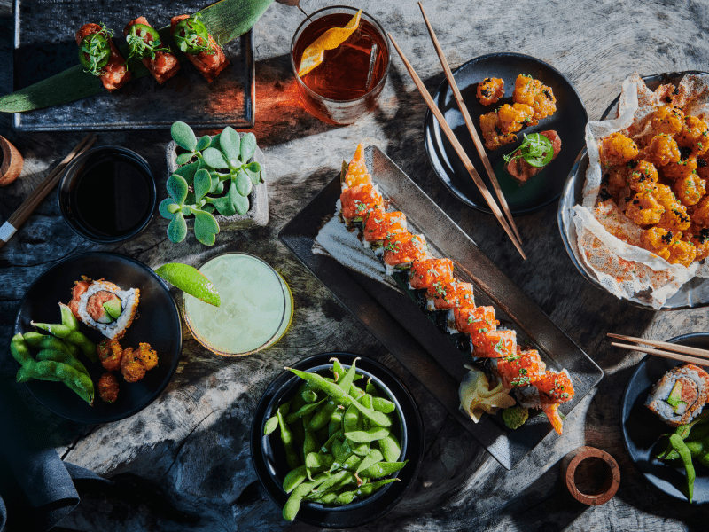 sushi and asian bites at harriet's lounge