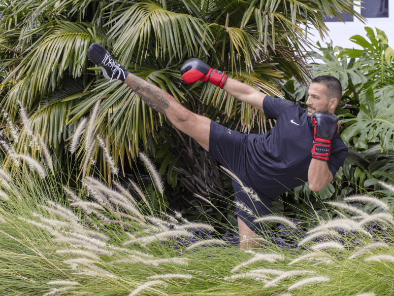 Person practicing kickboxing