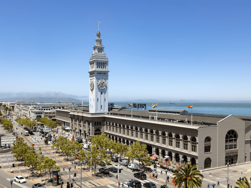 Rooftop view of the Ferry Building in San Francisco