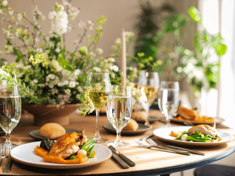 A lovely meal at a banquet table