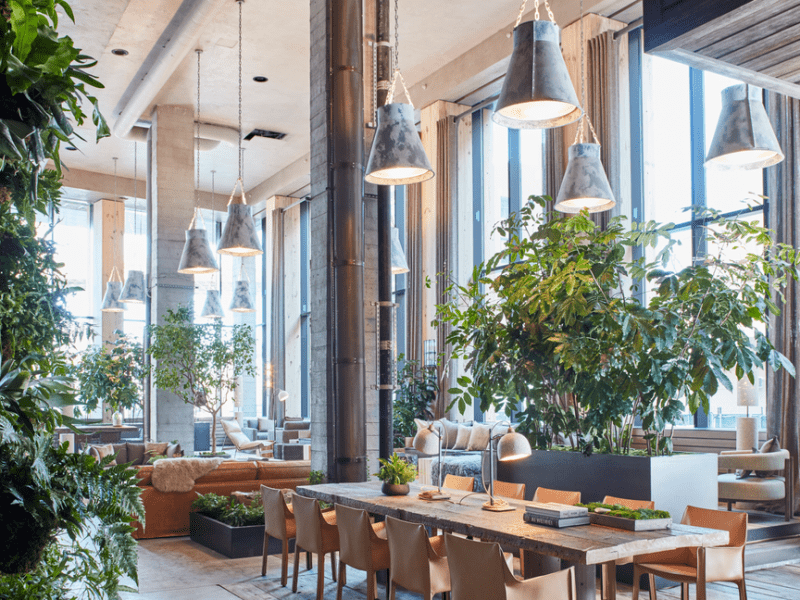 tables in a restaurant