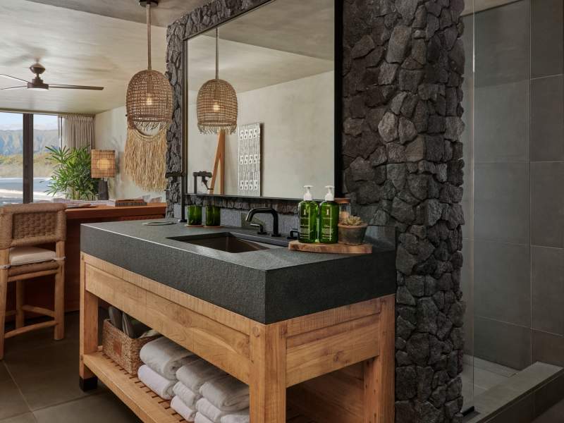 Salle de bain avec vue sur l'océan