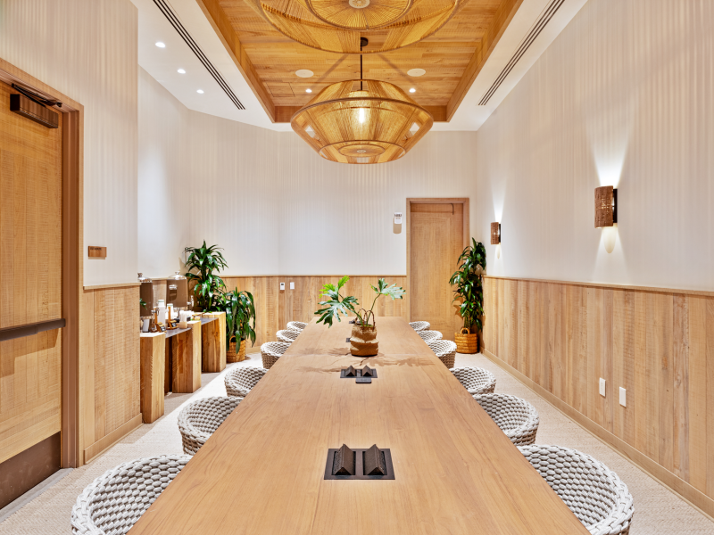 large boardroom table with seating for 12 in the Milo Meeting Room 