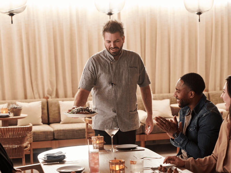 chef serving a meal