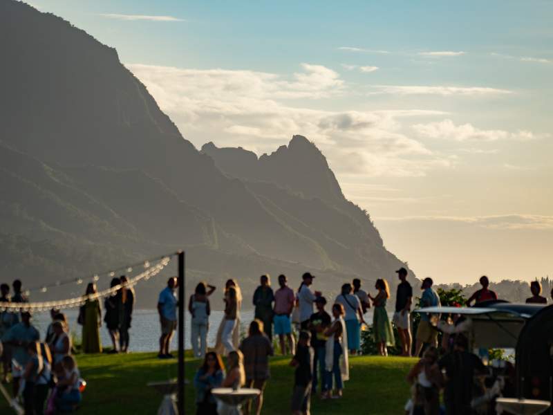 Guests attending social event