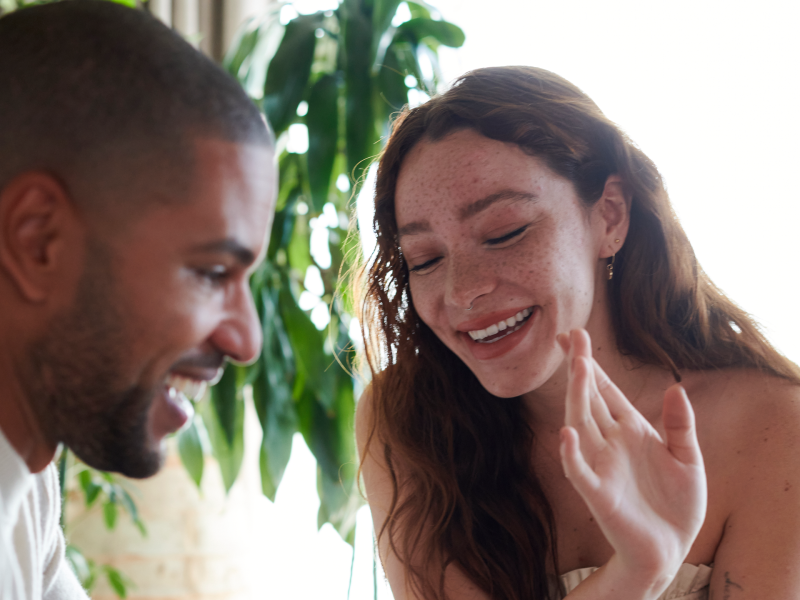 Bride and groom share a moment together