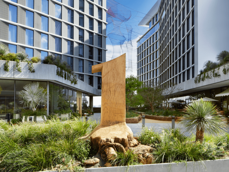 1 Hotel logo made from thick wood