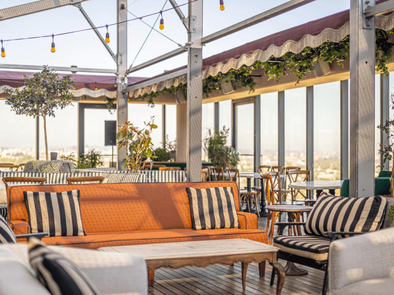 Lounge area with couches and tables