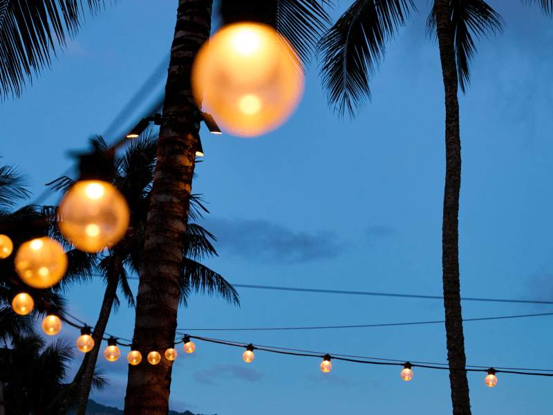 lyskæder på stranden