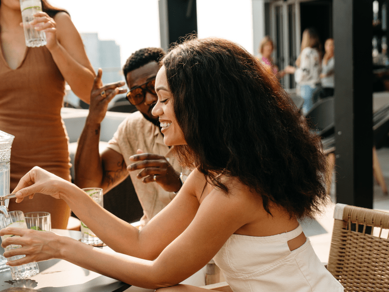 group of friends on the rooftop