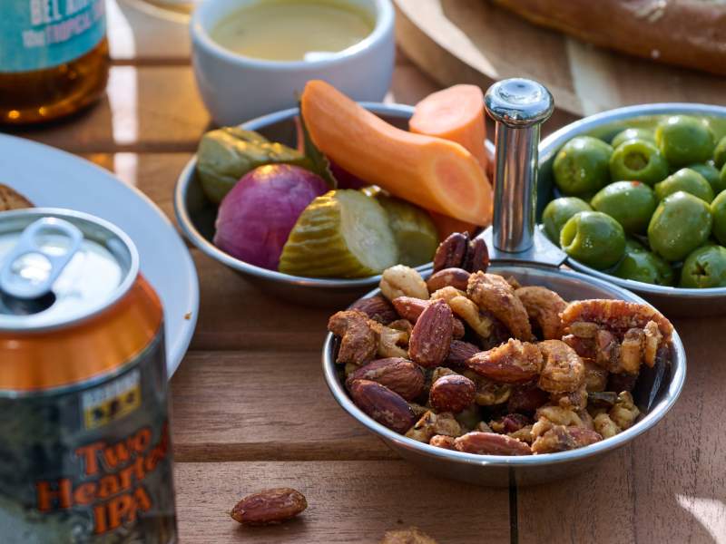 beer and light snacks