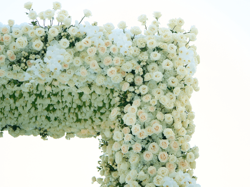 Flowers arranged on a gate