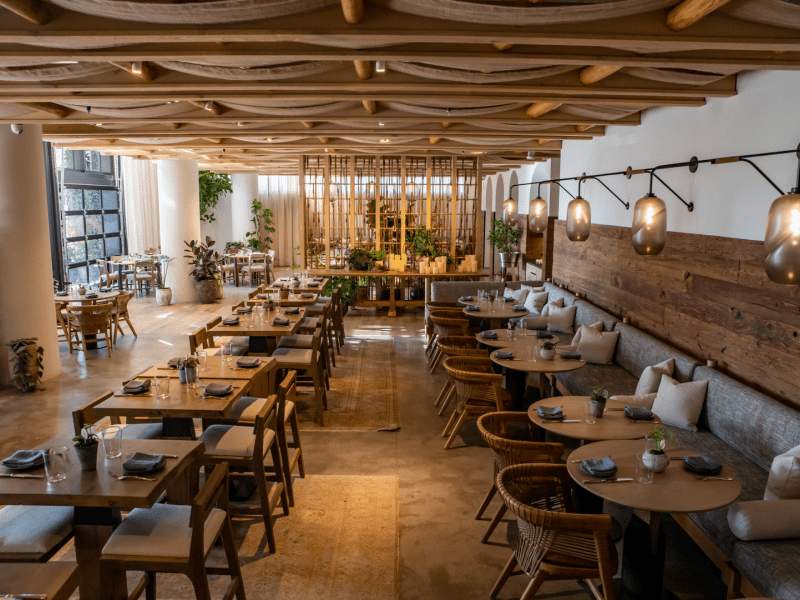 Brown themed dining area