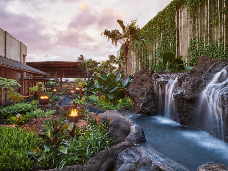 1Hotel lobby garden with luscious plant life and waterfalls