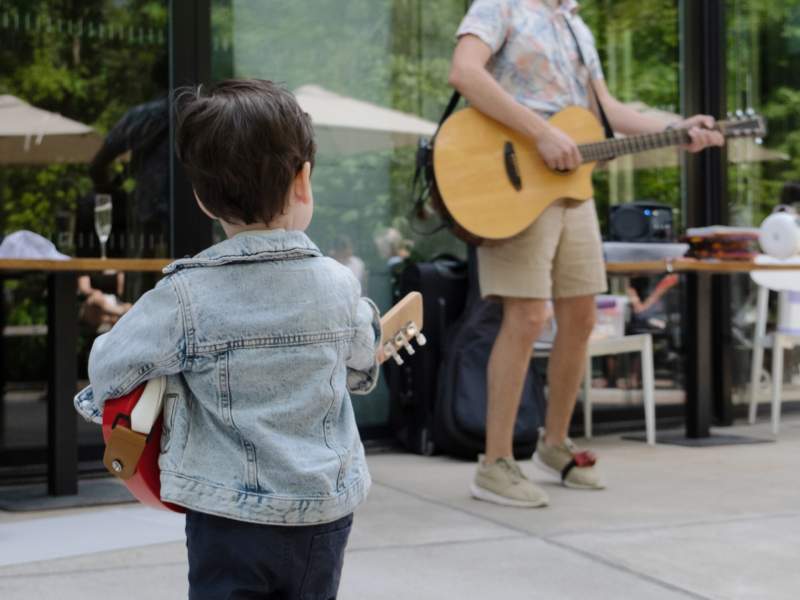 children's activation on patio with live music