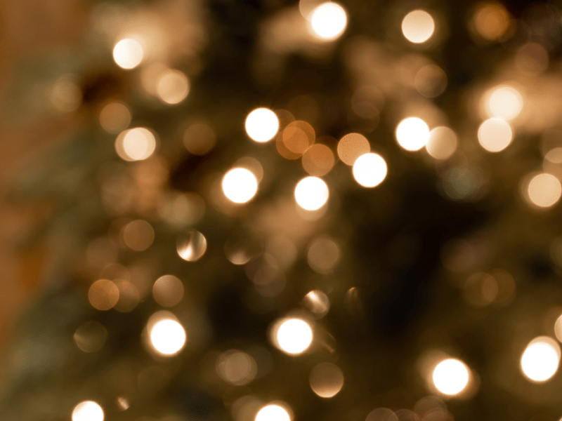 Unfocused image of lights on a tree