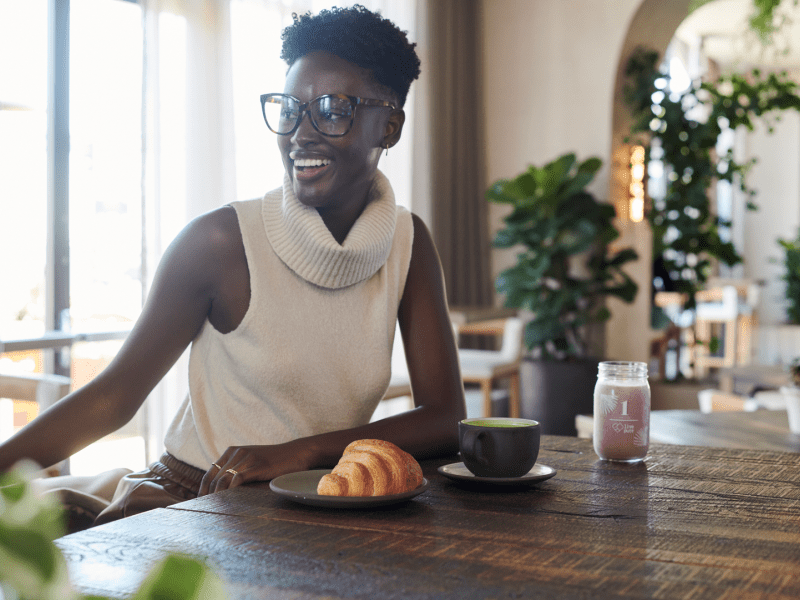 Person sitting at a table