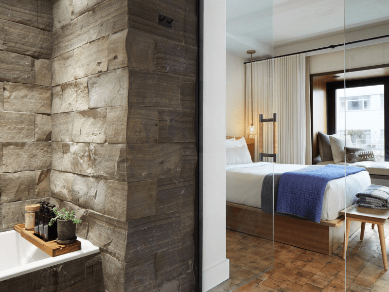 Guest bathroom in the Greenhouse Suite at 1 Hotel Central Park